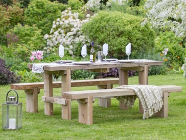Pressure Treated 8 Seater Dining Set 874 - Benches, PEFC Certified